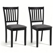Set of 2 Wooden Dining Chairs Upholstered Kitchen Chairs with Rubber Wood Frame-Black-Dining Chairs-DECOROLALA