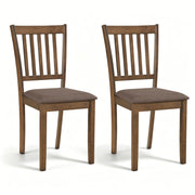 Set of 2 Wooden Dining Chairs Upholstered Kitchen Chairs with Rubber Wood Frame-Brown-Dining Chairs-DECOROLALA
