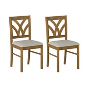 Set of 2 Wooden Dining Chairs Upholstered with Hollowed Backrest and Soft Padded Seat-Oak-Dining Chairs-DECOROLALA