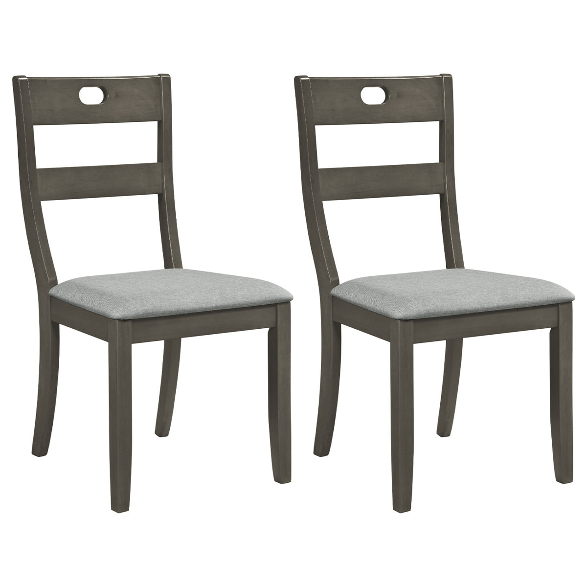 Set of 2 Wooden Dining Chairs with Padded Seats and Rubber Wood Frame-Gray-Dining Chairs-DECOROLALA
