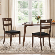 Set of 2 Wooden Dining Chairs with Padded Seats and Rubber Wood Frame-Walnut-Dining Chairs-DECOROLALA