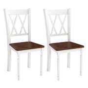 Set of 2 Wooden Farmhouse Kitchen Chairs with Rubber Wood Seat-2 Pieces-Dining Chairs-DECOROLALA