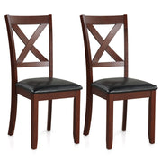 Set of 2 Wooden Kitchen Dining Chair with Padded Seat and Rubber Wood Legs-Black-Dining Chairs-DECOROLALA
