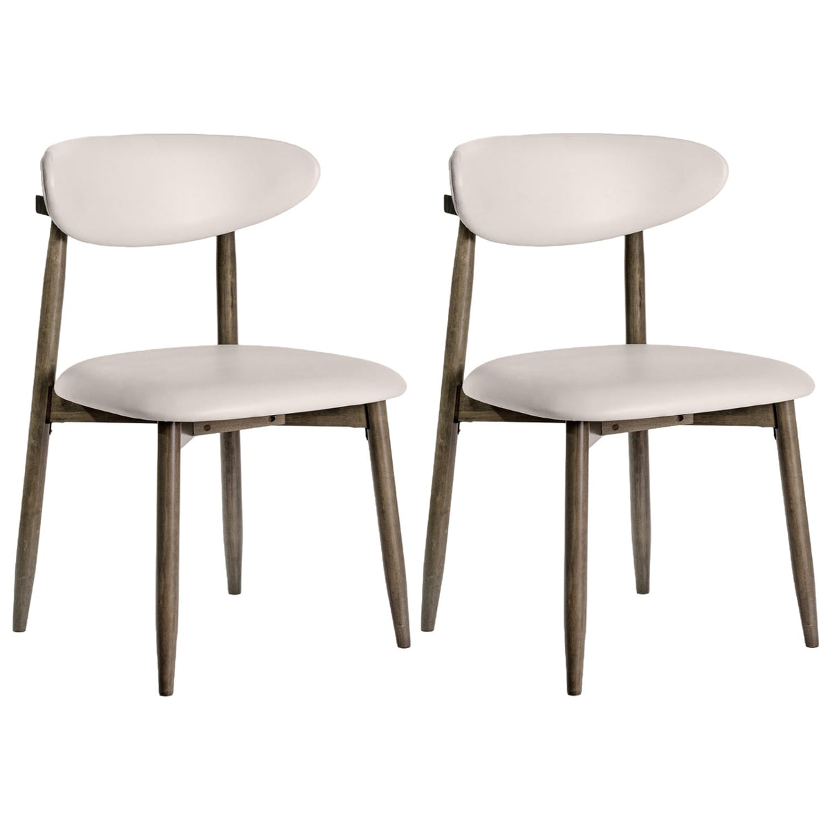 Set of 2 Wooden Modern Upholstered Dining Chairs with Curved Backrest-Beige-Dining Chairs-DECOROLALA