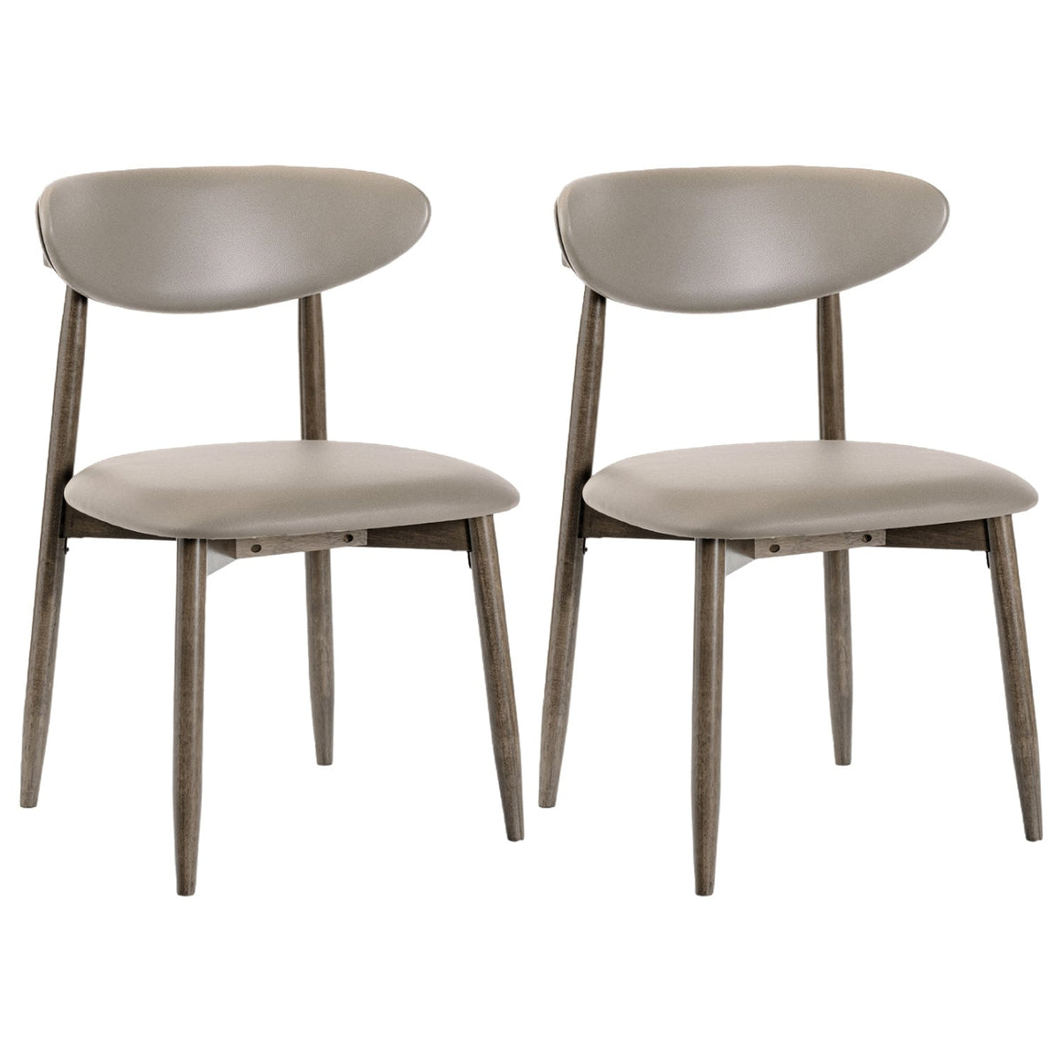 Set of 2 Wooden Modern Upholstered Dining Chairs with Curved Backrest-Gray-Dining Chairs-DECOROLALA