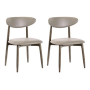 Set of 2 Wooden Modern Upholstered Dining Chairs with Curved Backrest-Gray-Dining Chairs-DECOROLALA