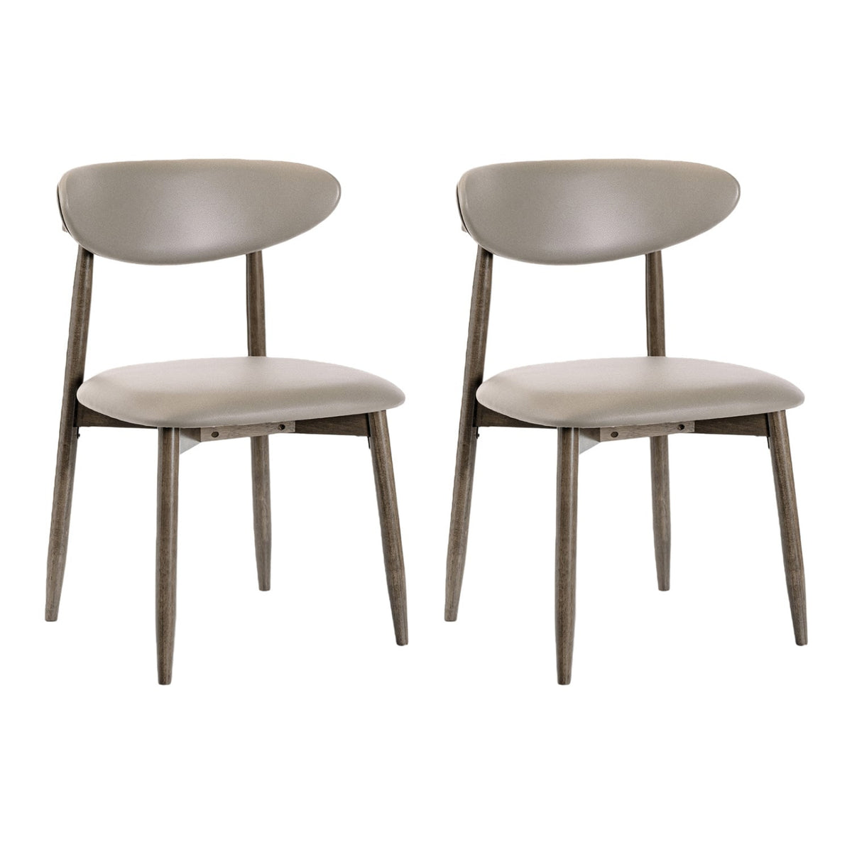 Set of 2 Wooden Modern Upholstered Dining Chairs with Curved Backrest-Gray-Dining Chairs-DECOROLALA