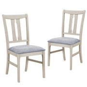 Set of 2 Wooden Upholstered Dining Chairs with High Curved Back-Gray-Dining Chairs-DECOROLALA