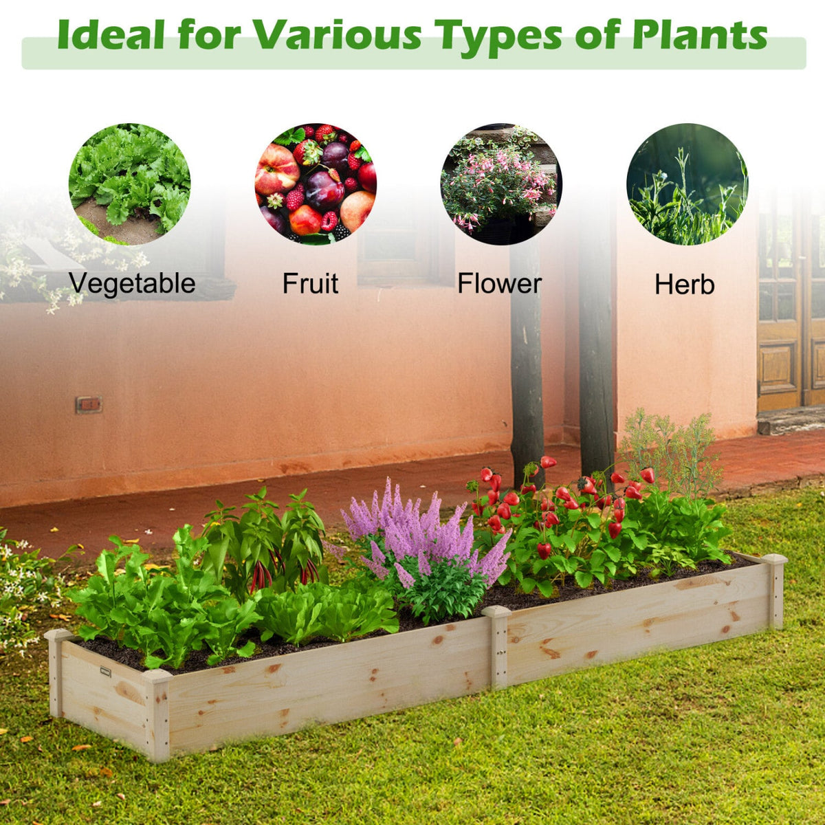 Set of 2 Wooden Vegetable Raised Garden Bed for Backyard-Natural-Raised Garden Beds-DECOROLALA