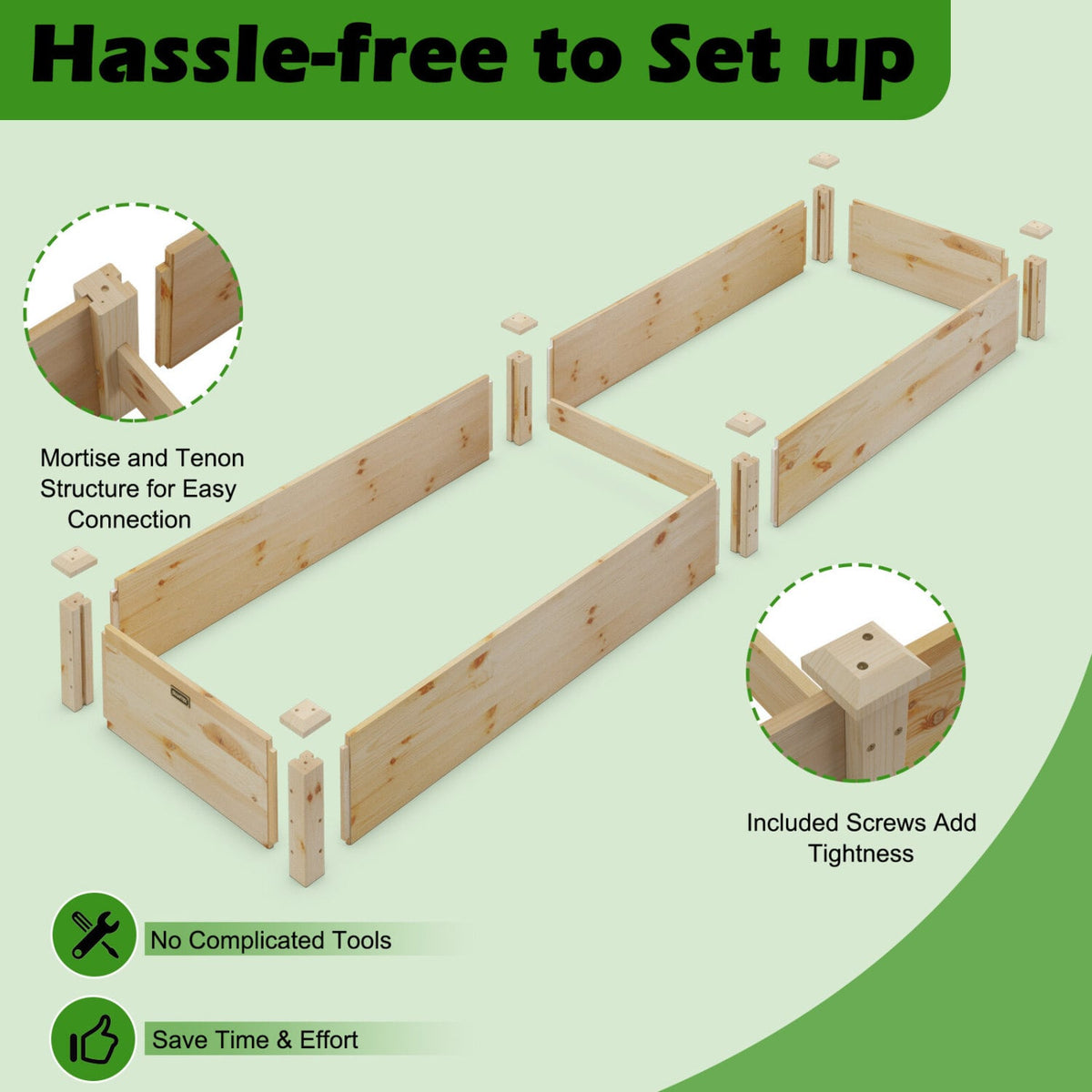 Set of 2 Wooden Vegetable Raised Garden Bed for Backyard-Natural-Raised Garden Beds-DECOROLALA