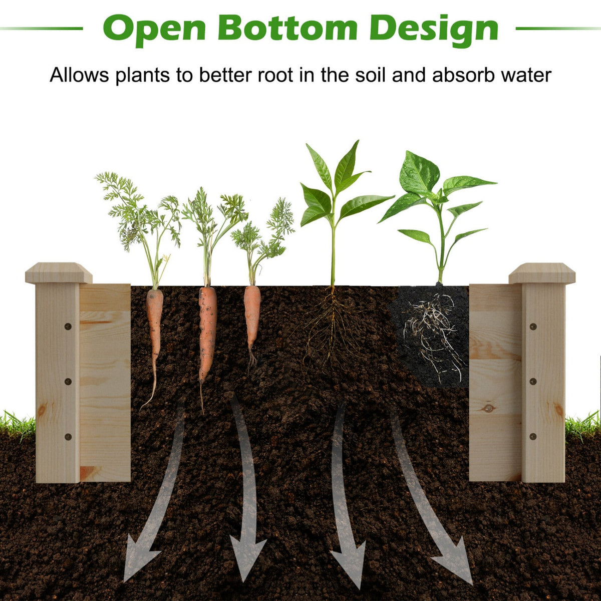 Set of 2 Wooden Vegetable Raised Garden Bed for Backyard-Natural-Raised Garden Beds-DECOROLALA
