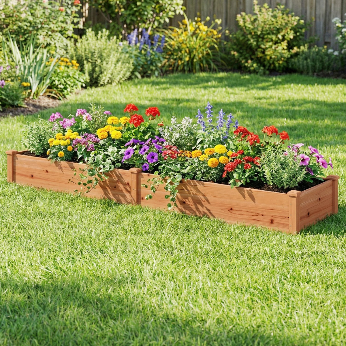 Set of 2 Wooden Vegetable Raised Garden Bed for Backyard-Orange-Raised Garden Beds-DECOROLALA