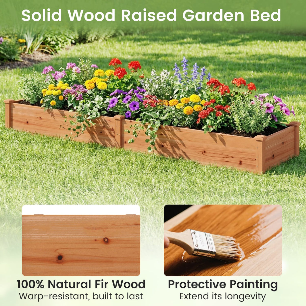 Set of 2 Wooden Vegetable Raised Garden Bed for Backyard-Orange-Raised Garden Beds-DECOROLALA