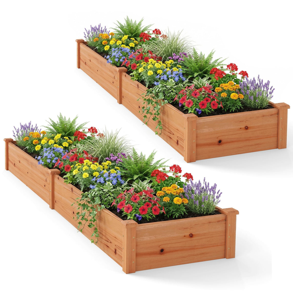 Set of 2 Wooden Vegetable Raised Garden Bed for Backyard-Orange-Raised Garden Beds-DECOROLALA