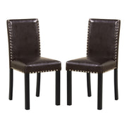 Set of 2/4 Dining Chairs Faux Leather Upholstered Parsons Kitchen Chairs-Set of 2-Dining Chairs-DECOROLALA