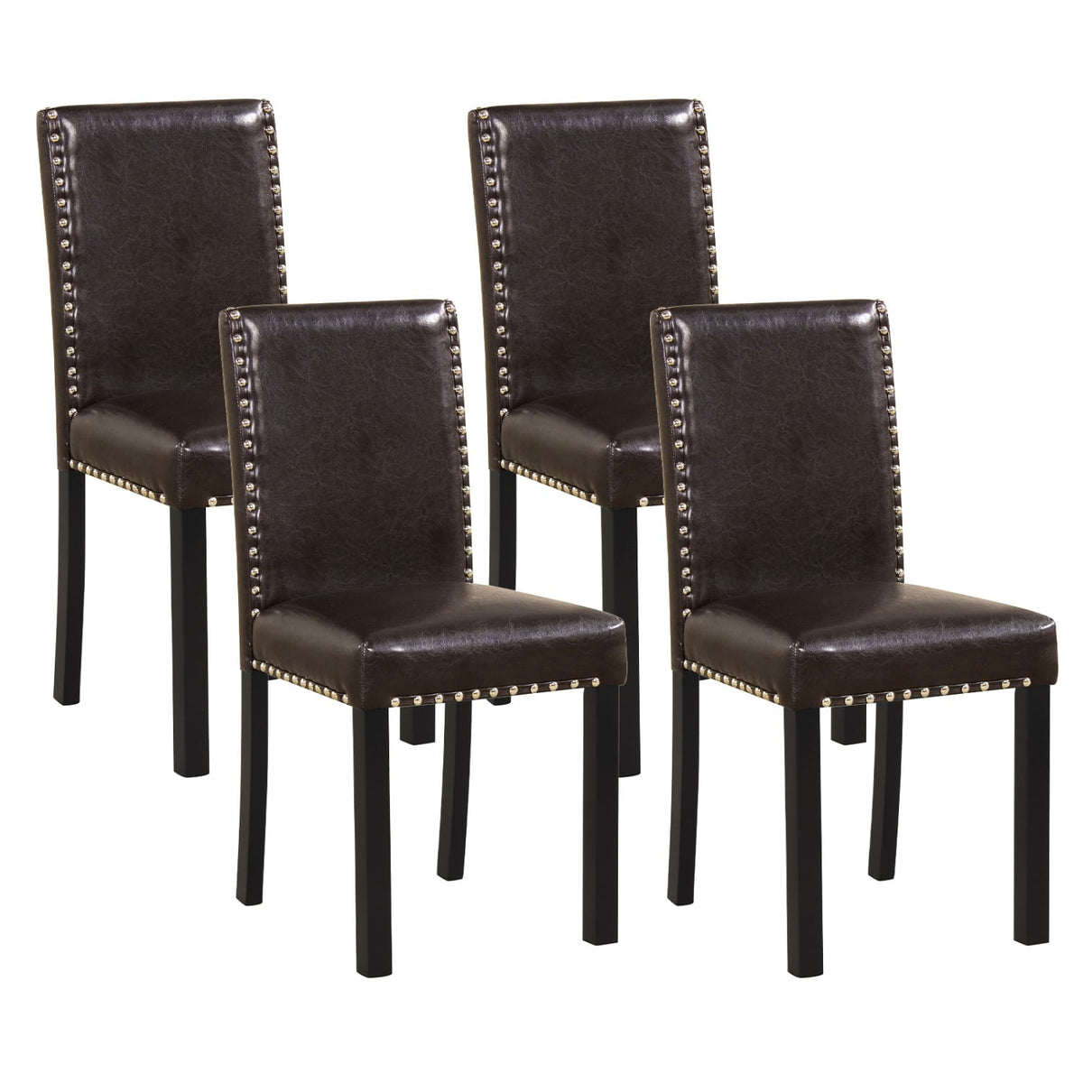 Set of 2/4 Dining Chairs Faux Leather Upholstered Parsons Kitchen Chairs-Set of 4-Dining Chairs-DECOROLALA