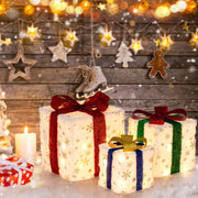 Set of 3 Christmas Lighted Gift Boxes with 48 Bright Warm Lights-Christmas Decorations & Accessories-DECOROLALA