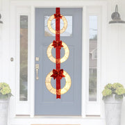 Set of 3 Christmas Lighted Wreaths with Warm White LED Lights and Bows-Christmas Decorations & Accessories-DECOROLALA