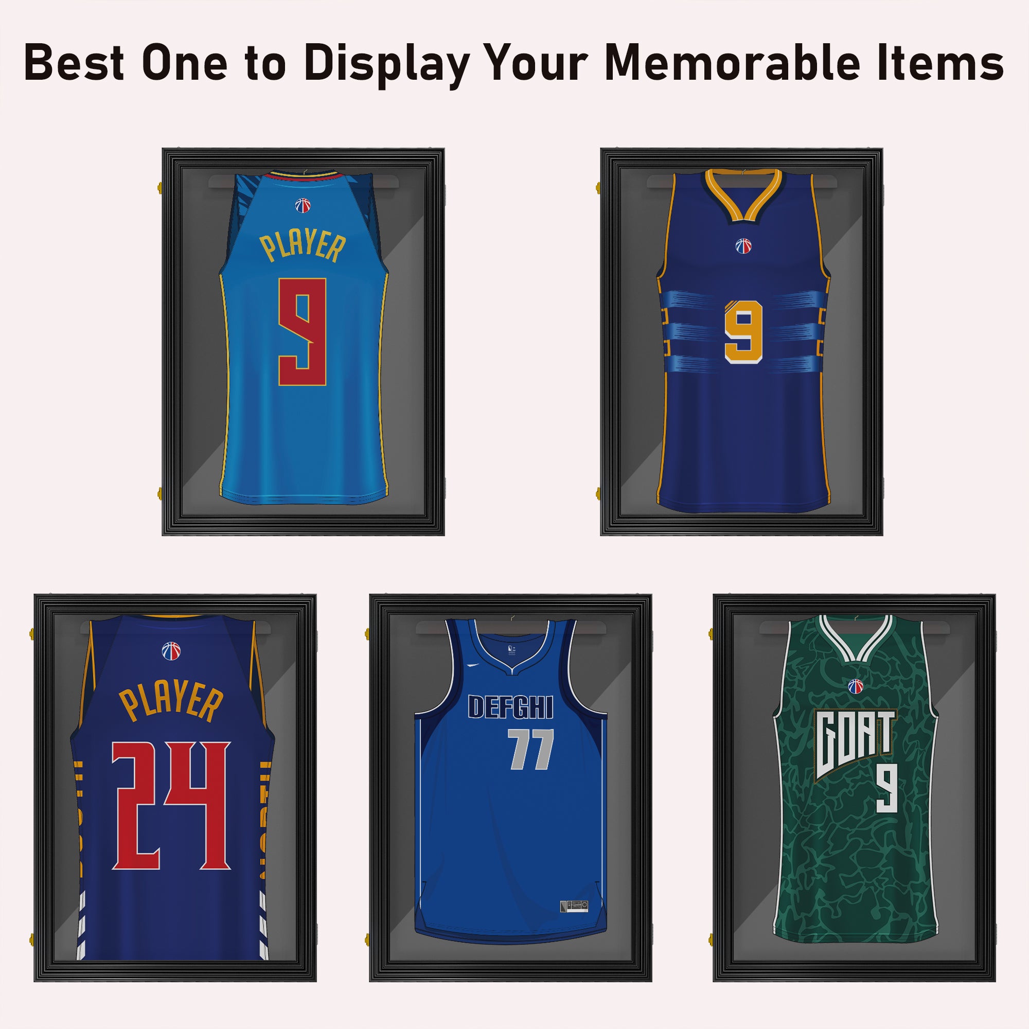 Set of 3 Jersey Display Cases - Black 23.5" x 31.5"-DECOROLALA