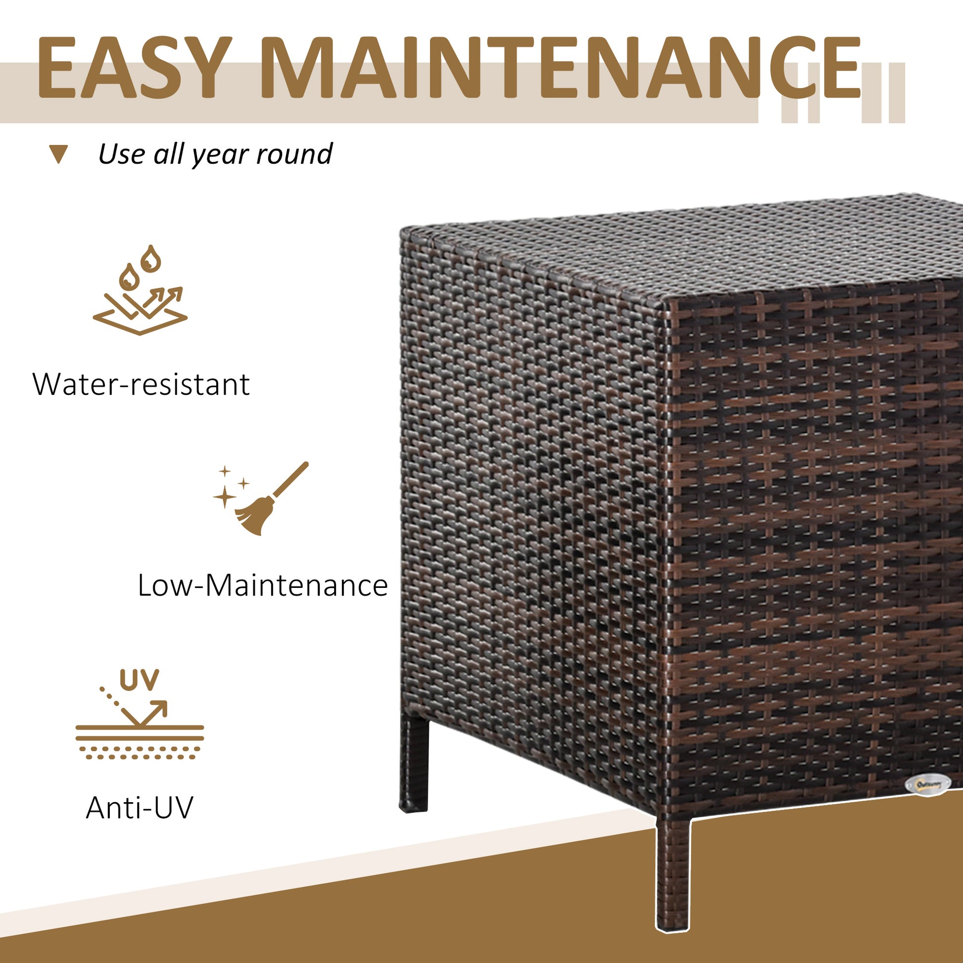 Set of 3 Wicker Nesting Tables - Brown Outdoor Rattan-Patio & Garden > Patio Furniture > Bistro Sets-DECOROLALA