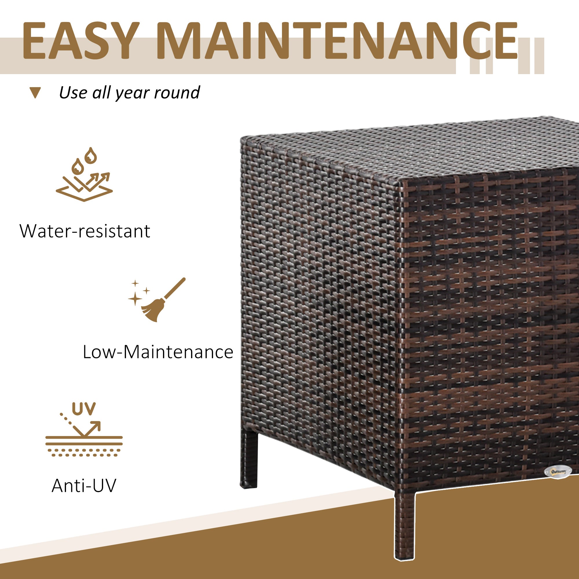Set of 3 Wicker Nesting Tables - Brown Outdoor Rattan-Patio & Garden > Patio Furniture > Bistro Sets-DECOROLALA