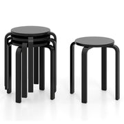 Set of 4 18 Inch Stackable Bentwood Dining Chairs with Round Top-Black-Dining Chairs-DECOROLALA