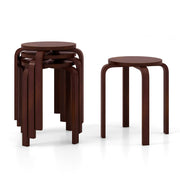 Set of 4 18 Inch Stackable Bentwood Dining Chairs with Round Top-Dark Brown-Dining Chairs-DECOROLALA