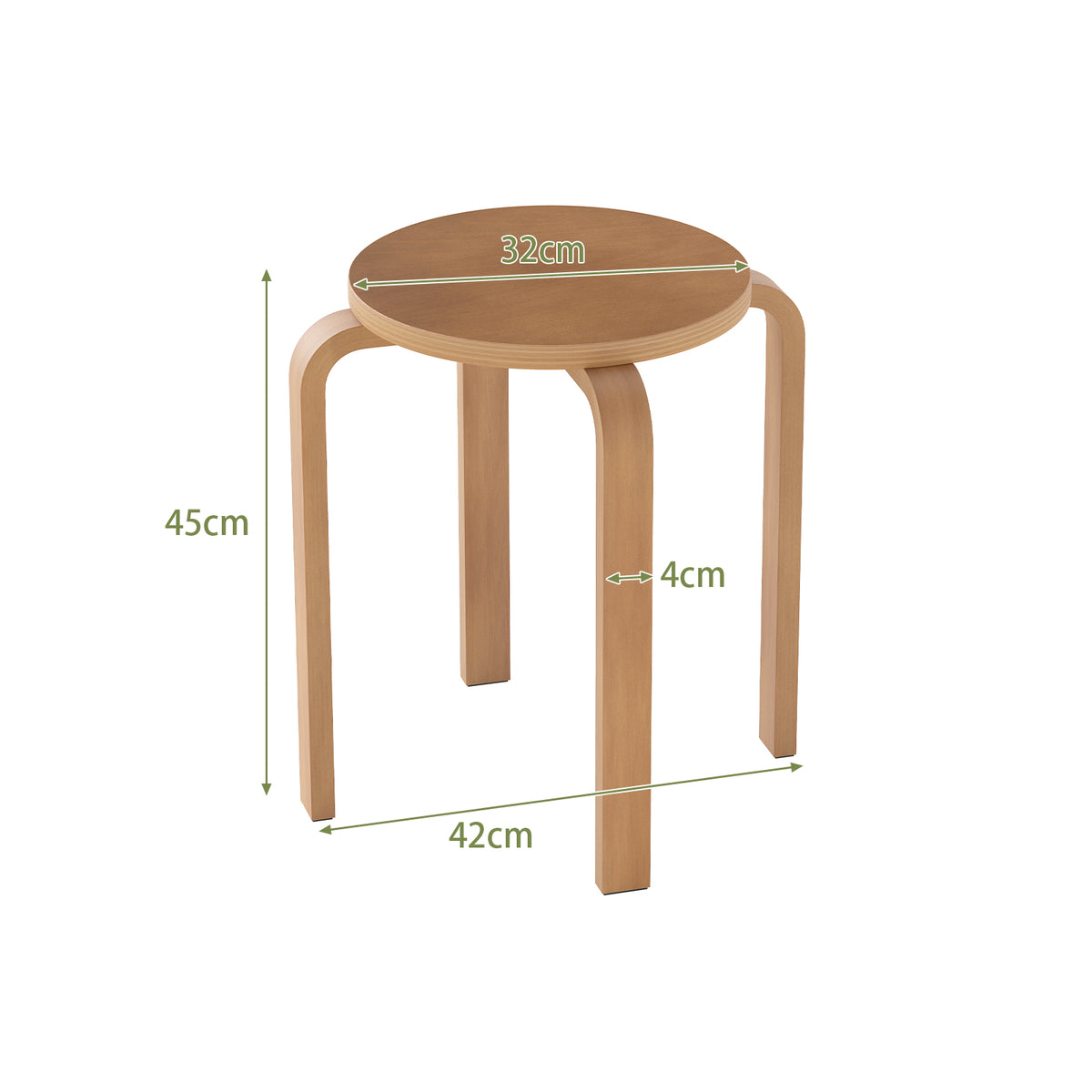 Set of 4 18 Inch Stackable Bentwood Dining Chairs with Round Top-Walnut-Dining Chairs-DECOROLALA