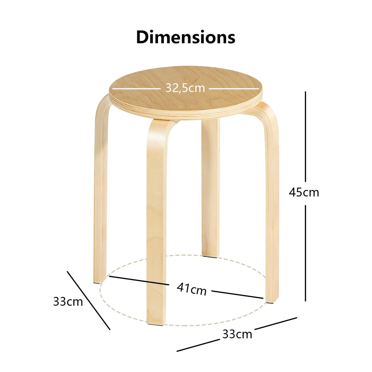Set of 4 18 Inch Wood Home Backless Dining Chairs-Dining Chairs-DECOROLALA