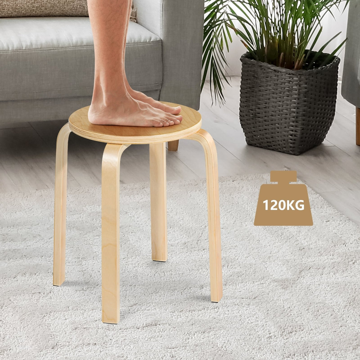 Set of 4 18 Inch Wood Home Backless Dining Chairs-Dining Chairs-DECOROLALA