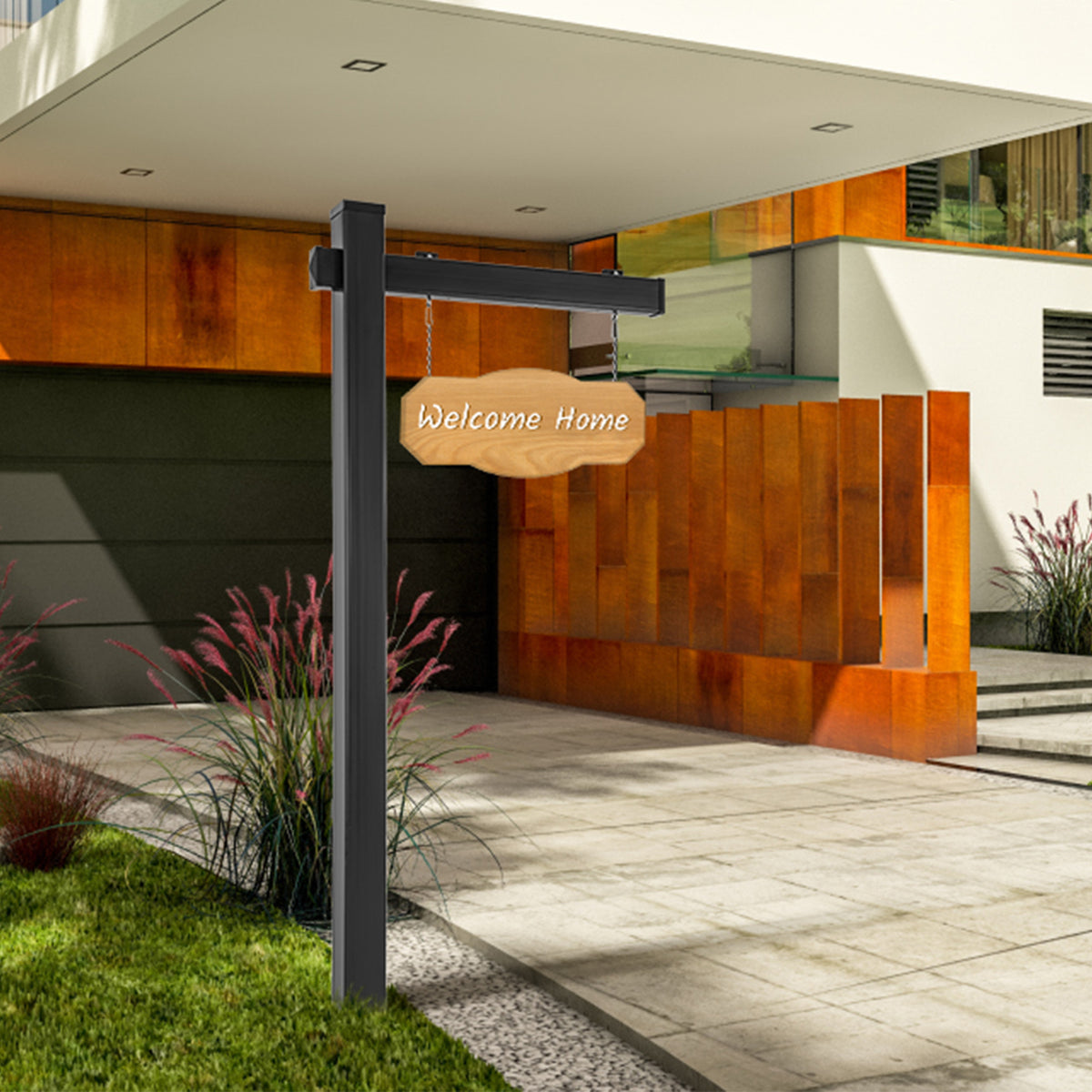 Set of 4 6 Feet Vinyl UPVC Real Estate Realtor Yard Sign Post-Black-Outdoor Decor-DECOROLALA