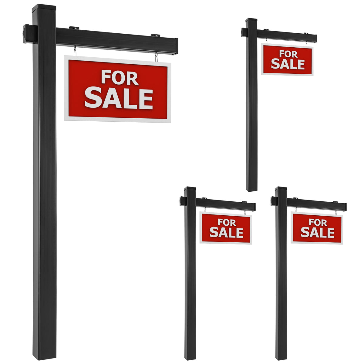 Set of 4 6 Feet Vinyl UPVC Real Estate Realtor Yard Sign Post-Black-Outdoor Decor-DECOROLALA