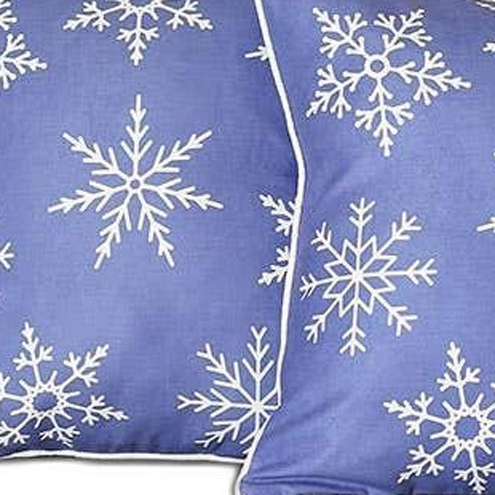 Set of 4 Blue and White Snowflakes Throw Pillows-Accent Throw Pillows-DECOROLALA