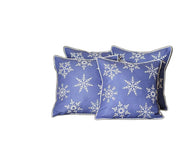 Set of 4 Blue and White Snowflakes Throw Pillows-Accent Throw Pillows-DECOROLALA