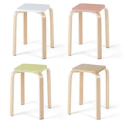 Set of 4 Colorful Square Stools with Anti-slip Felt Mats-Multicolor-Dining Chairs-DECOROLALA