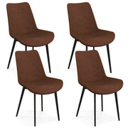 Set of 4 Dining Chair Upholstered with Metal Legs and Padded Backs-Brown-Dining Chairs-DECOROLALA