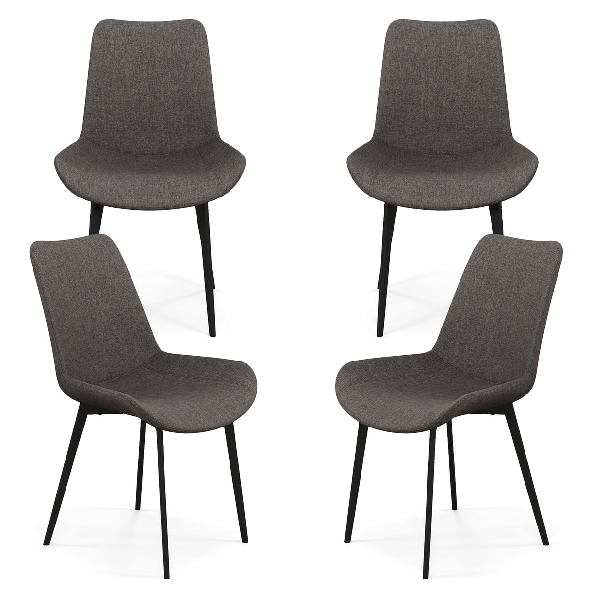 Set of 4 Dining Chair Upholstered with Metal Legs and Padded Backs-Gray-Dining Chairs-DECOROLALA