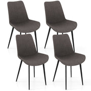 Set of 4 Dining Chair Upholstered with Metal Legs and Padded Backs-Gray-Dining Chairs-DECOROLALA