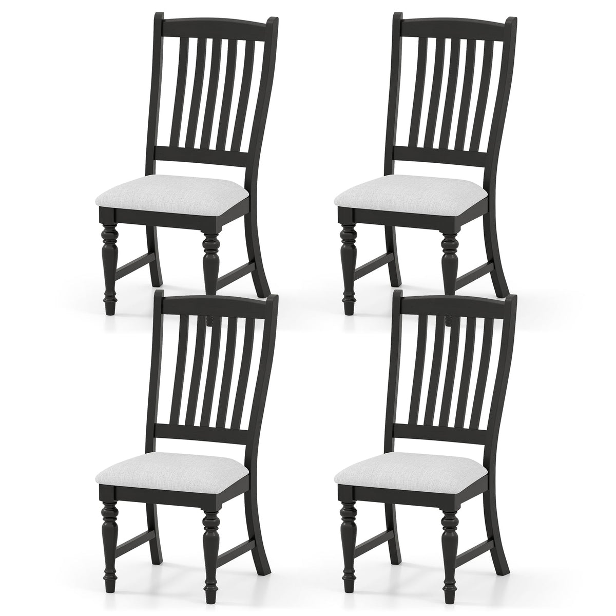 Set of 4 Dining Chairs Kitchen Side Chair with Solid Wood Legs-Black-Dining Chairs-DECOROLALA