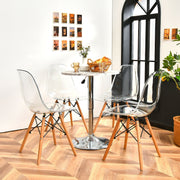 Set of 4 Dining Chairs Modern Plastic Shell Side Chair with Clear Seat and Wood Legs-Natural-Dining Chairs-DECOROLALA