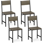 Set of 4 Dining Chairs with Metal Legs and Slanted Back-Gray-Dining Chairs-DECOROLALA