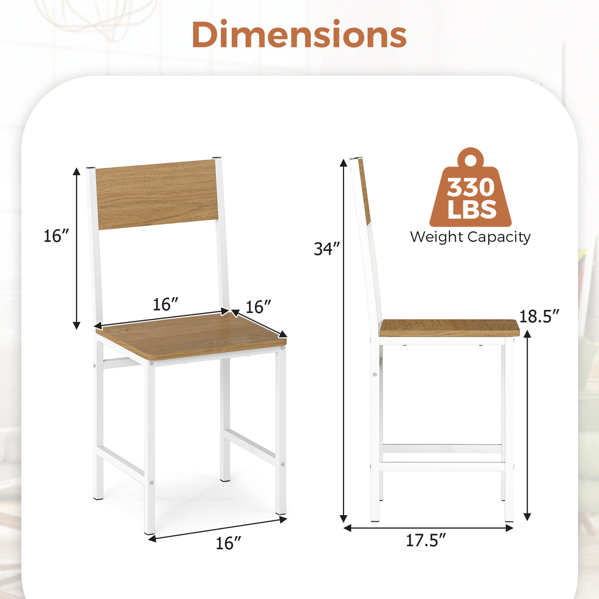 Set of 4 Dining Chairs with Metal Legs and Slanted Back-Natural-Dining Chairs-DECOROLALA