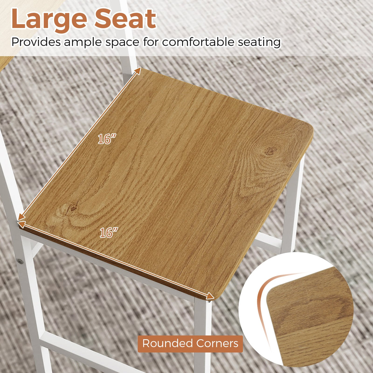 Set of 4 Dining Chairs with Metal Legs and Slanted Back-Natural-Dining Chairs-DECOROLALA