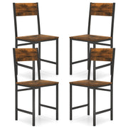 Set of 4 Dining Chairs with Metal Legs and Slanted Back-Rustic Brown-Dining Chairs-DECOROLALA