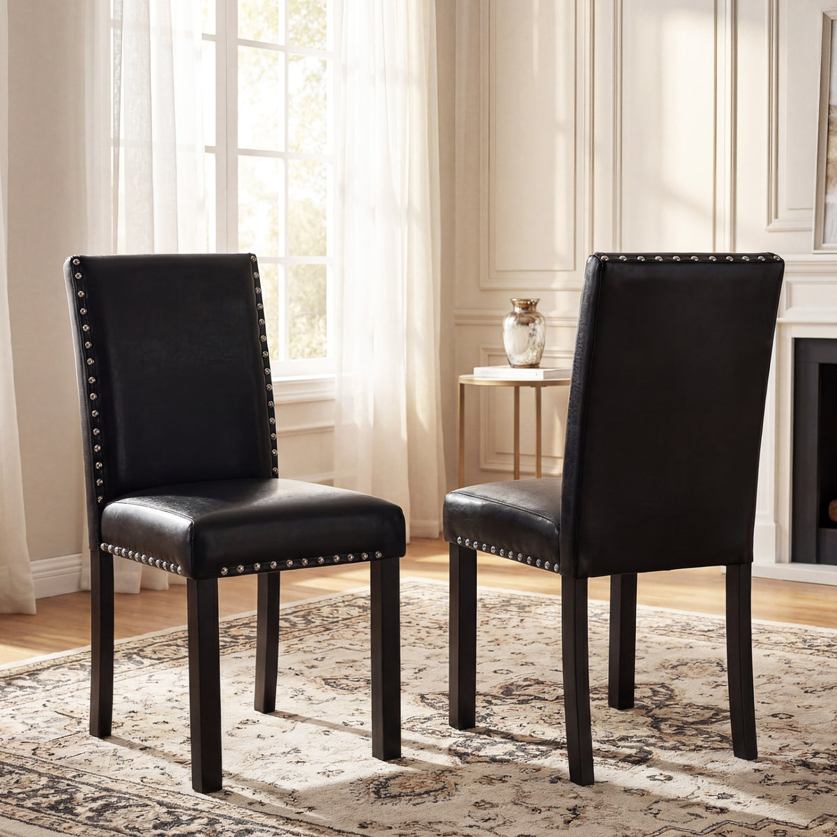 Set of 4 Dining Chairs with Solid Rubber and Wood Legs-Dining Chairs-DECOROLALA