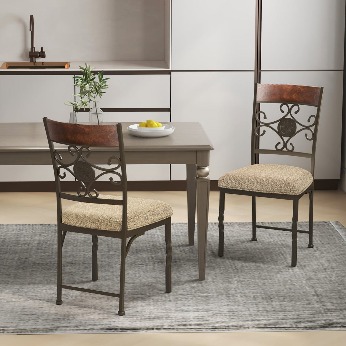 Set of 4 Dining Room Chairs Armless Kitchen Chairs Set with Seat Cushion-Dining Chairs-DECOROLALA