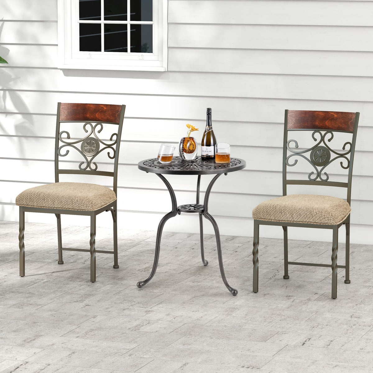Set of 4 Dining Room Chairs Armless Kitchen Chairs Set with Seat Cushion-Dining Chairs-DECOROLALA