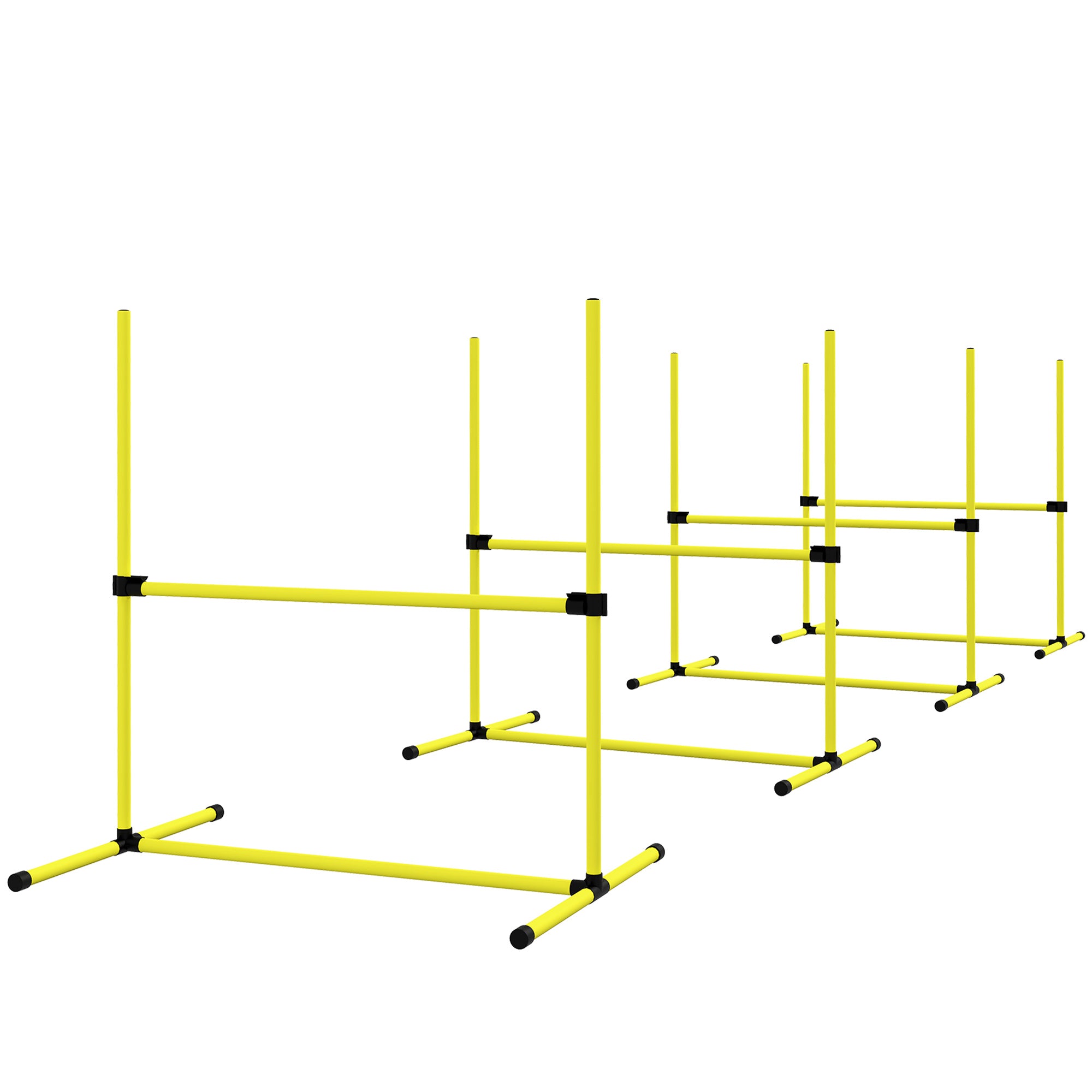 Set of 4 Dog Agility Training Equipment Adjustable Jump Bar Pet Exercise Kit with Carrying Bag (Yellow)-Dogs-DECOROLALA