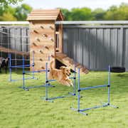 Set of 4 Dog Agility Training Jump Bars with Carrying Bag - Blue-Dogs-DECOROLALA