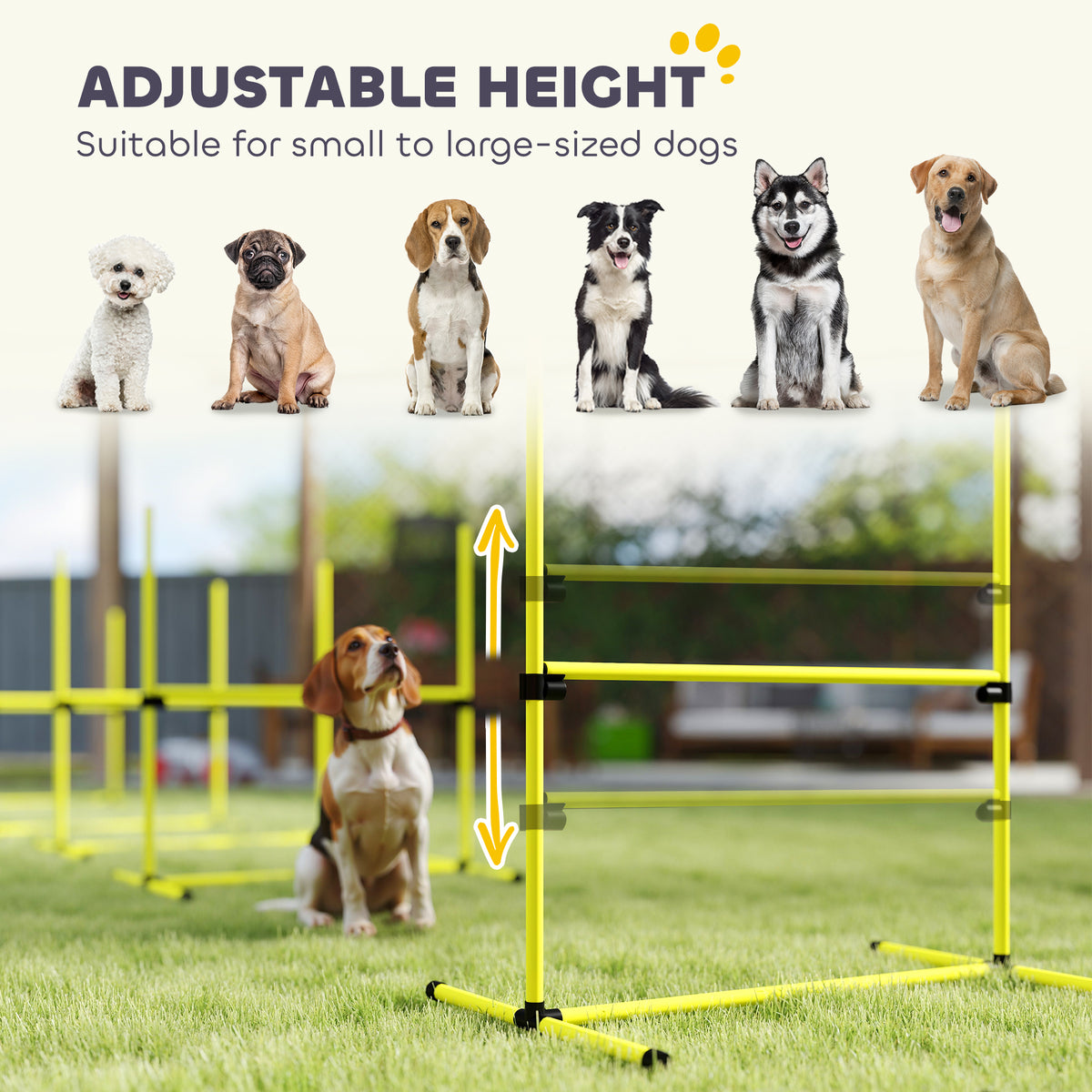 Set of 4 Dog Agility Training Jump Bars with Carrying Bag - Yellow-Dogs-DECOROLALA